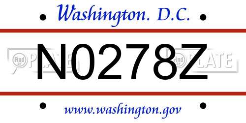 N0278Z District Of Columbia License Plate