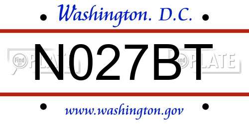 N027BT District Of Columbia License Plate