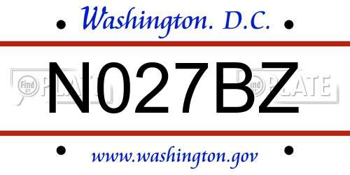 N027BZ District Of Columbia License Plate