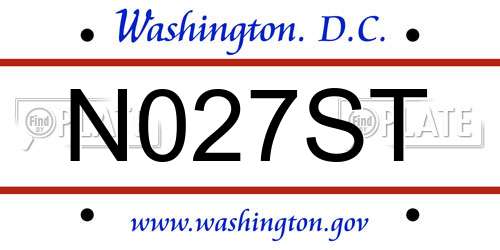 N027ST District Of Columbia License Plate