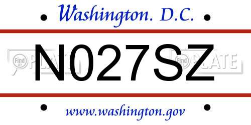 N027SZ District Of Columbia License Plate