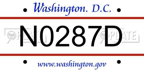N0287D District Of Columbia License Plate