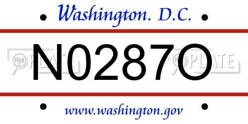 N0287O District Of Columbia License Plate