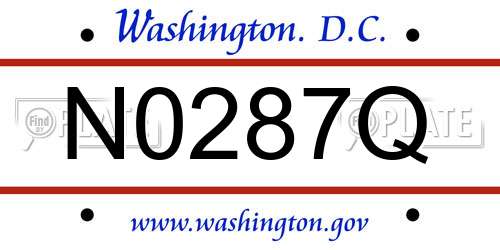 N0287Q District Of Columbia License Plate
