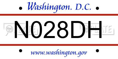 N028DH District Of Columbia License Plate