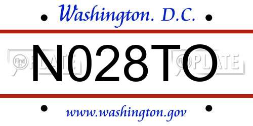 N028TO District Of Columbia License Plate
