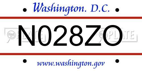 N028ZO District Of Columbia License Plate