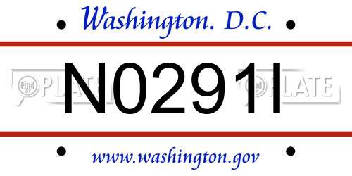N0291I District Of Columbia License Plate