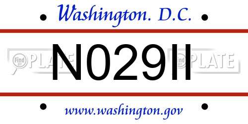 N029II District Of Columbia License Plate