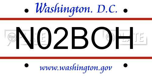 N02BOH District Of Columbia License Plate