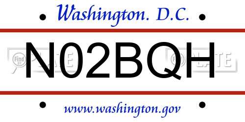 N02BQH District Of Columbia License Plate