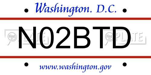 N02BTD District Of Columbia License Plate