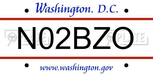 N02BZO District Of Columbia License Plate