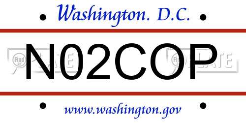 N02COP District Of Columbia License Plate