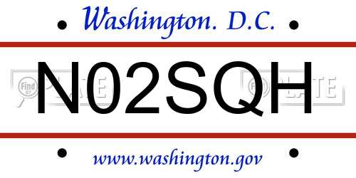 N02SQH District Of Columbia License Plate