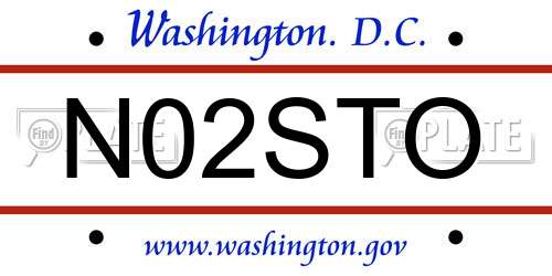 N02STO District Of Columbia License Plate