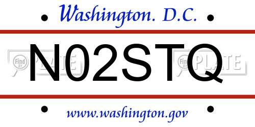 N02STQ District Of Columbia License Plate