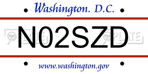 N02SZD District Of Columbia License Plate