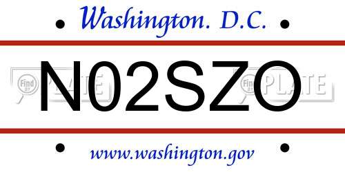 N02SZO District Of Columbia License Plate