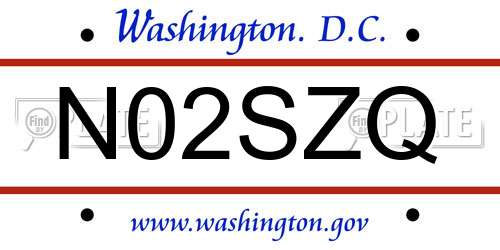 N02SZQ District Of Columbia License Plate