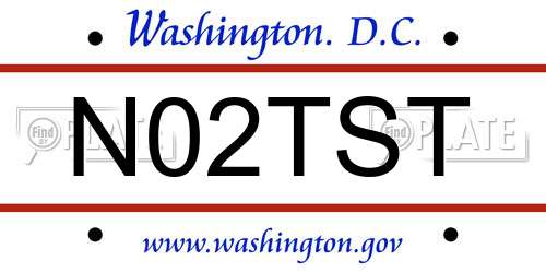 N02TST District Of Columbia License Plate