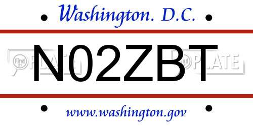 N02ZBT District Of Columbia License Plate