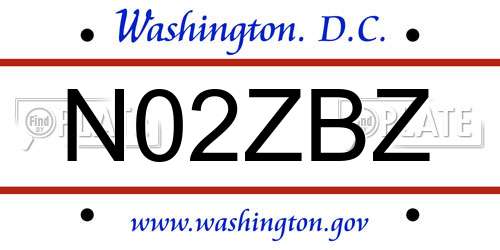 N02ZBZ District Of Columbia License Plate