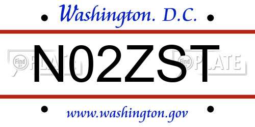 N02ZST District Of Columbia License Plate