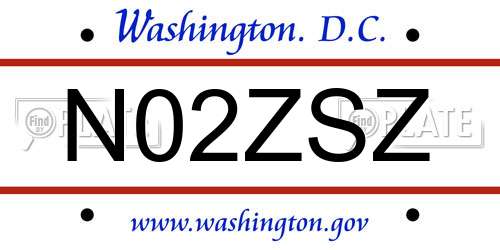 N02ZSZ District Of Columbia License Plate