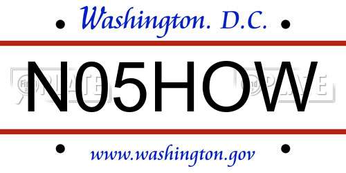 N05HOW District Of Columbia License Plate