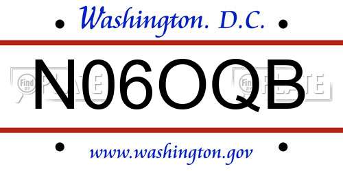 N06OQB District Of Columbia License Plate