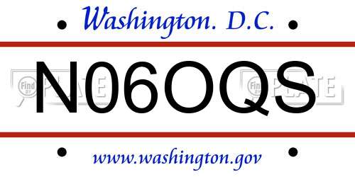 N06OQS District Of Columbia License Plate