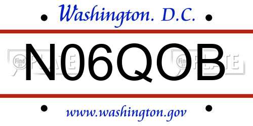 N06QOB District Of Columbia License Plate