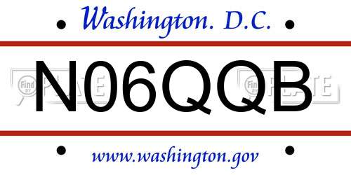 N06QQB District Of Columbia License Plate