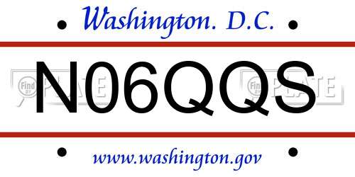 N06QQS District Of Columbia License Plate