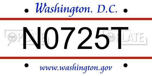 N0725T District Of Columbia License Plate