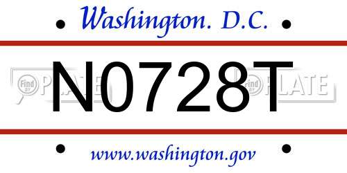 N0728T District Of Columbia License Plate
