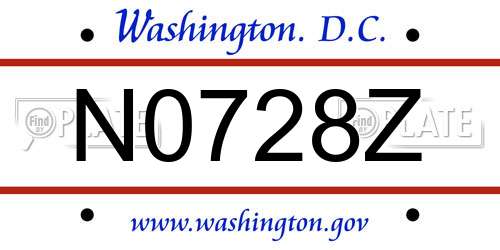 N0728Z District Of Columbia License Plate