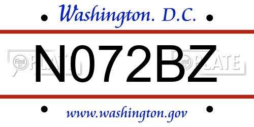 N072BZ District Of Columbia License Plate