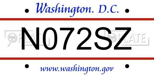 N072SZ District Of Columbia License Plate