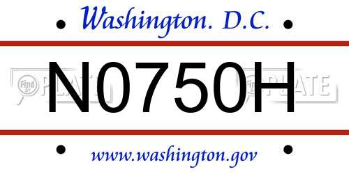 N0750H District Of Columbia License Plate