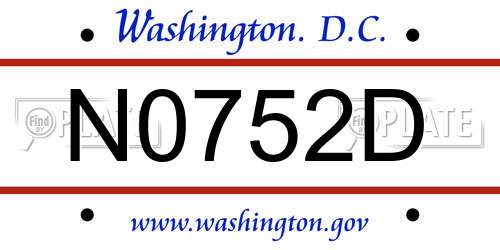 N0752D District Of Columbia License Plate