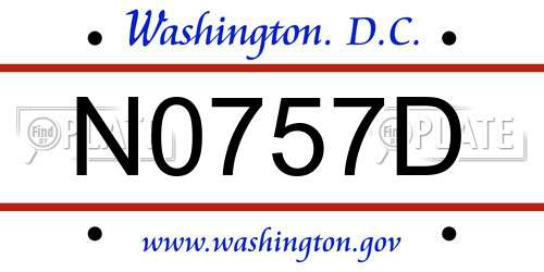 N0757D District Of Columbia License Plate