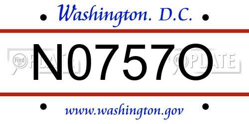 N0757O District Of Columbia License Plate