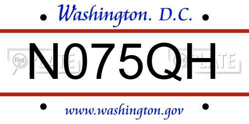 N075QH District Of Columbia License Plate