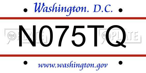 N075TQ District Of Columbia License Plate
