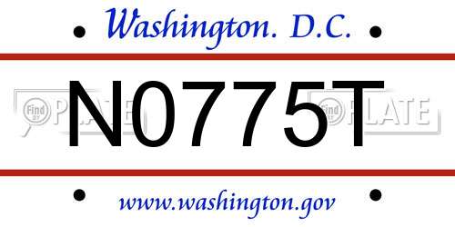 N0775T District Of Columbia License Plate