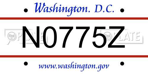 N0775Z District Of Columbia License Plate
