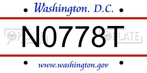 N0778T District Of Columbia License Plate