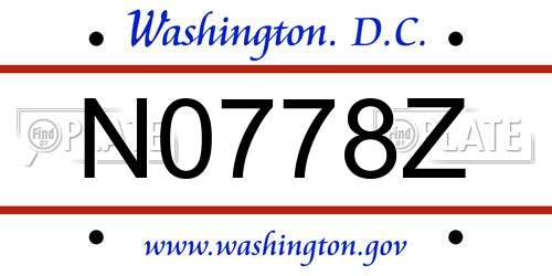 N0778Z District Of Columbia License Plate